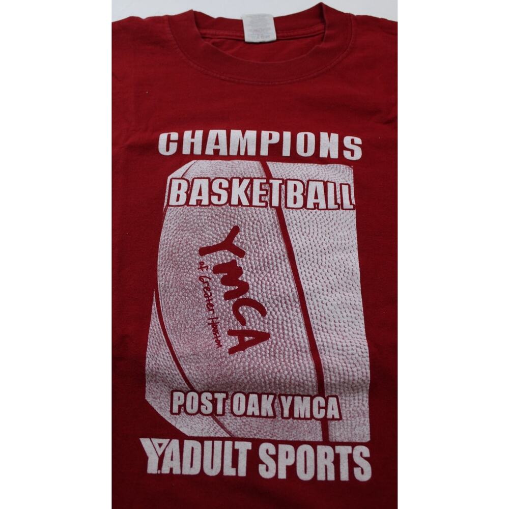 Jerzees Basketball T-Shirt Heavyweight Mens 2XL Red Crew Neck Short Sleeve - Picture 2 of 9